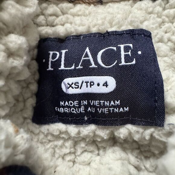 Children’s Place Boys Plaid Sherpa Lined Jacket Shacket Long Sleeve XS/TP 4 - Picture 4 of 6